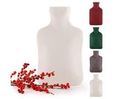 Blumtal Santi Borsa Acqua Calda Peluche da 1,8L, Fodera in Peluche Morbida, Boule Acqua Calda, Borsa Acqua Calda per Dolori (Bianco)