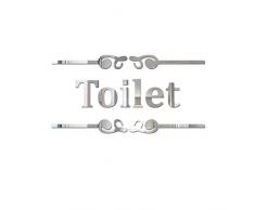 LIOOBO Wc Adesivo murale specchio inglese Adesivo murale acrilico per toilette domestica Decorazioni bagno (argento)