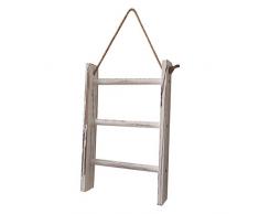 Portasciugamani in legno a 3 livelli da appendere alla parete Camera da letto Mini salvaspazio Living om Retro con pe Scala di stoccaggio Home Decor ankets Bagno Whitewashed Cucina