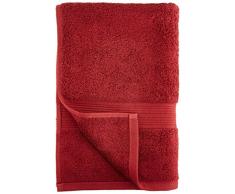 AmazonBasics - Set di 2 asciugamani da bagno e 4 asciugamani per le mani che non sbiadiscono, colore Rosso