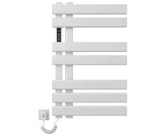 Scaldasalviette Elettrico Bagno a Basso Consumo,190W Scaldasalviette Termostato Timer Incorporato,Schermo LCD,IP45 Impermeabile,Portasciugamani,Scaldino Asciugaman-White||Down Left Line