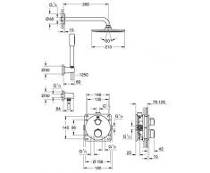 Grohe 34732000 Set Doccia Completo di Termostatico Incasso a 2 Vie, Corpo Incasso Smartbox, Soffione Rsh 210 e Manopola Sena Grohtherm, Design Tondo
