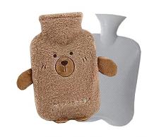 Bottiglia dellAcqua Calda con Coperchio,Borsa acqua calda in PVC Boule Acqua Calda in Peluche Per Alleviare i Dolori, per la Schiena e le Spalle e Per le Serate in Compagnia (Marrone)