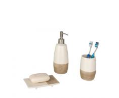 WENKO 17712100 Portasapone, Ceramica, 9,4 x 2,1 x 14,8 cm, Marrone, Beige (Natur)