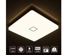 Öuesen 24W LED Lampada Plafoniera impermeabile a soffitto sottile Bianco caldo 3000K per soggiorno Sala da pranzo Camera da letto Bagno Cucina Balcone Corridoio