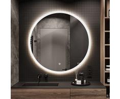STARLEAD 80cm Specchio da bagno con illuminazione e altoparlante Bluetooth, 3 colori di luce specchio LED con funzione anti-appannamento, IP65, impermeabile, dimmerabile, interruttore touch