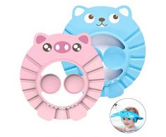 WELLXUNK® Cappello Doccia Bambini, Doccia Cap per Bambino, Cuffia da Doccia In Morbido Silicone, Cappello da Doccia per Bambini Regolabile, Cuffia Carina per la Doccia del Bambino (Rosa blu)
