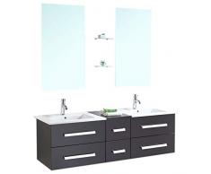 Simba Srl ARREDOBAGNO Mobile Bagno Doppio LAVABO Nero MOD. Rome +2 SPECCHI New