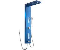 Acciaio Inox Colonna Doccia a Pioggia Massaggi Getti Bagno Cascata 5 Colori Sanlingo, Colore:Blu