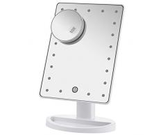 Nestling Specchio Cosmetico touchscreen con 16 luci LED, Specchio 10x, Specchio Trucco con Luci essere ruotato liberamente di 180°, Specchio da Trucco a doppia potenza per trucco,rasatura e iviaggi