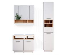 Vicco Set di mobili da bagno Beatrice, Bianco/Sonoma, 3 parti, con colonna