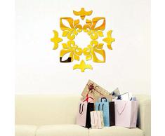 ODJOY-FAN Creativo Astratto Stile Acrilico Adesivi murali 3D Specchi da Parete a Specchio- Splendido Orologio Parete Removibile Specchio Argento Murales Decal Casa Soggiorno Camera Letto Decorazione