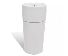 vidaXL Lavandino Rotondo Ceramica Bianca con Foro di Trabocco Lavabo Lavello