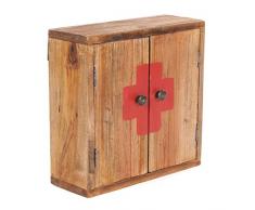 DESIGN DELIGHTS Armadio Medico Vintage | 35x35x35x13cm (HxLxP), Legno Riciclato | pensile, mensola a Muro, armadietto per medicinali, Armadio Bagno in Legno massello, Marrone Vintage | ripostiglio