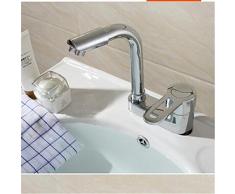XC tout-cuivre tre fori bacino bagno vanità rubinetto caldo e freddo doppio lavabo bagno girevole bacino