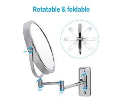 Specchio Ingranditore da Trucco, YEVITA Specchio Cosmetico Ingrandente 7X, 8 Pollici Specchi da Parete con Ingradimento , Ruota di 360° 12 Pollici Braccio Espandibile-7X