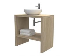 Mobiletto bagno a terra - Mensola lavabo portaoggetti, anche su misura, in 9 diverse colorazioni design 100% made in italy, per bagno e lavabi dappoggio (Rovere rock, L80 - P50 - H78 cm)