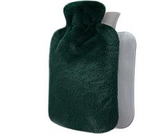 Borsa Acqua Calda con Copertura Peluche - Morbida Copertura Premium - 1,8L Grande Capienza - Boule Acqua Calda per Alleviare il Dolore, Schiena, Collo e Spalle e Calde Notti - Verde