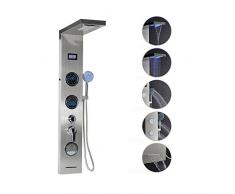 Flyelf Pannello Colonna Doccia Multifunzione in Acciaio Inossidabile con Idromassaggio,Corpo in Acciaio Inox (Dividere, LED+LCD)