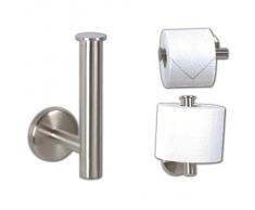Piazza - Supporto da parete 2 in 1, per bagno, in acciaio INOX, porta-asciugamano/rotolo carta igienica