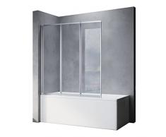 SONNI Pannello doccia per vasca da bagno, 3 pezzi, pieghevole, NANO-GLAS 130 x 140 cm (larghezza x altezza)