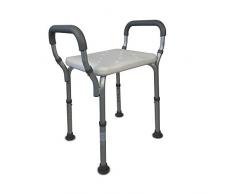 Mobiclinic, Acueducto, Sgabello bagno, Sgabello doccia regolabile in altezza, Braccioli, Antiscivolo, Grigio