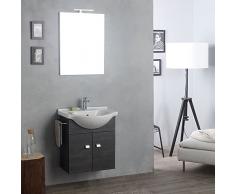 Kiamami Valentina ARREDO BAGNO BASE, LAVANDINO, SPECCHIO, LUCE QUERCIA SCURO SOSPESO | FACILE