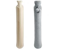 Homealexa Borsa dellAcqua Calda Lunga, cato con Peluche Morbida 2L Boule Acqua Calda a Tubo per Collo Spalla 73 x 13 cm in Gomma Premium (grigio)