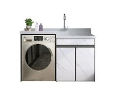 xinxinchaoshi Mobile da Bagno Armadio for Lavanderia in Alluminio Spaziale con lavabo, Lavatrice, lavabo al pascolo, Combinazione di armadietto Integrato Mobiletto per Lavandino Bagno