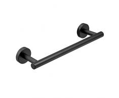 Beelee Porta Asciugamani Da Bagno 60 Cm Nero – Barra Singola A Parete In Acciaio Inox – Design Squadrato, Accessori Di Montaggio Inclusi