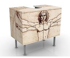 Apalis Mobile per lavabo Design da Vinci 60x55x35cm, Basso, Larghezza: 60cm, Regolabile, mobiletto da lavandino, lavandino, mobiletto da lavabo, lavabo, mobiletto, Bagno, Bagnetto, Mobile da Bagno