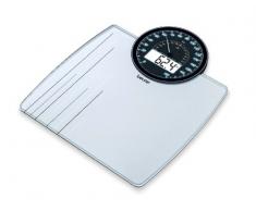 Beurer GS58 766, 12 - Bilancia da bagno (cristallo) design del display Contachilometri, bianco, lcd