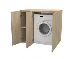Ve.Ca. Mobile lavanderia con ante Riga 105 cm in legno, copri lavatrice/asciugatrice, diversi colori, anche su misura, bagno (Rovere rock)