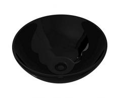 vidaXL Lavandino Appoggio da Bagno in Ceramica Bianca Rotondo Lavello Lavabo