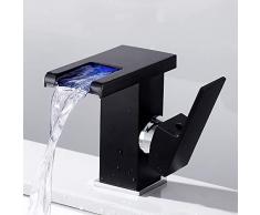 Rubinetto bagno Lavabo Cascata Miscelatore LED bagno Miscelatore Monocomando Lavabo per doccia (nero)