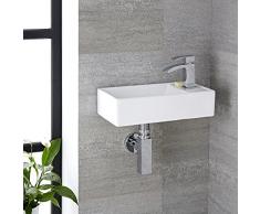 Hudson Reed Halwell Lavabo da Appoggio o Murale Rettangolare in Ceramica - 410 x 220 mm