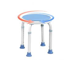 HENGMEI Sgabello Girevole a 360° per Doccia, Altezza Regolabile, con Ventose e Altezza Regolabile, per Donne Incinte e Anziani, Plastica, Modell A
