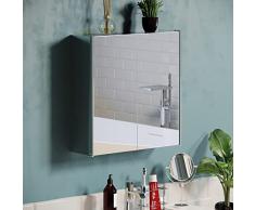 Bath Vida Vida Designs Tiano-Armadietto da Bagno con Doppio Specchio, in Acciaio Inox, Moderno, Mirrored Double Cabinet