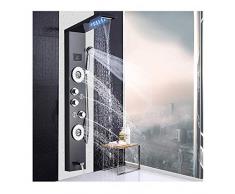 HAUSELIEBE Pannello Doccia, Display Digitale Pannello Doccia Idromassaggio in Acciaio Inox Colonna Doccia con LED Soffione Doccia,Nero