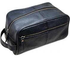 Jaald Borsa Valigetta Kit Beauty Case Pochette Wash Bag in Pelle da Uomo Donna per Bagno Toilette Rasoi Trucco Cosmetici Farmaci Necessaire Viaggi Impermeabile Regalo Leather toiletry bag dopp kit