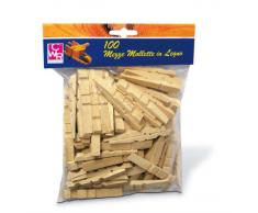 CWR, Mezze Mollette in Legno da 72 mm, Busta da 100 Pezzi