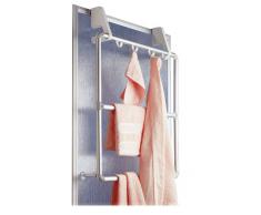 Wenko Portasalviette Box Doccia Compact, 4 Ganci, Alluminio, Materiale Plastico, 14,5 x 78 x 62,5 cm, Argento Opaco/Bianco