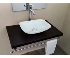 LAVABO/SOPRAPIANO/LAVANDINO BAGNO D'APPOGGIO IN VETRO DI COLORE BIANCO RETTANGOLARE CM 45