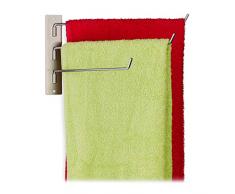 Relaxdays Porta Asciugamani, 3 Bracci Girevoli di 27cm, in Acciaio Inox Spazzolato, Salviette o Panni da Cucina, Argento, 1 pz
