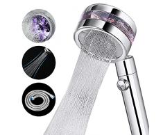 LAIWOO Soffione Doccia ad Alta Pressione, 2 Tipi di Getto con Interruttore on/off, Tubo da 1,5 m, Soffione Doccia a Pioggia con Risparmio Idrico, Aumento di Pressione Cromato con Tubo Flessibile