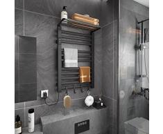Portasciugamani Elettrico 500x760mm Scaldasalviette Radiatore da Bagno Elettrico Scaldasalviette Elettrico Bagno Radiatore Scaldasalviette Risparmio Energetico Portasciugamani Parete-Black Left