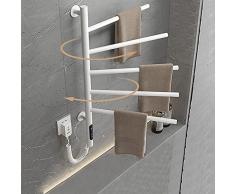 WiFi Scalda Salviette per Bagno Rotazione A 180°, 82W LCD Termoarredo Elettrico Bagno, Controllo Vocale, Temperatura Regolabile 45-70, Scaldasalviette Elettrico Bagno Temporizzazione 1-8 Ore,Bianca