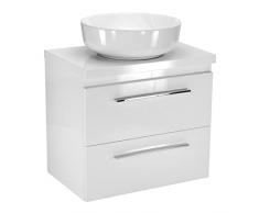 Lavabo da appoggio, mobiletto con piano 50, 60, 80 cm in ceramica, ovale, mobile da bagno, cassettiera, 50 cm, colore bianco