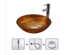 GongDi Lavabi Bacino lavandino Bagno in Vetro temperato lavabo Rotondo Arte Bacino Hotel Appartamento Bagno lavabo 42 * 14