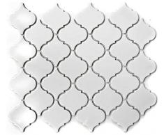 Piastrelle a mosaico vintage in ceramica con fiorentino bianco lucido per parete bagno, WC, cucina, cucina, rivestimento per vasca da bagno WB13-1WG